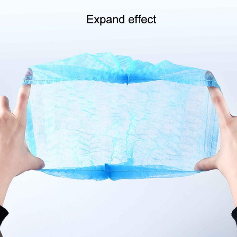 

100 Pcs Disposable Hat Non-Woven Hat Hooded Strip Wide Stretch Band Dust Hair Net Caps Catering Makeup1