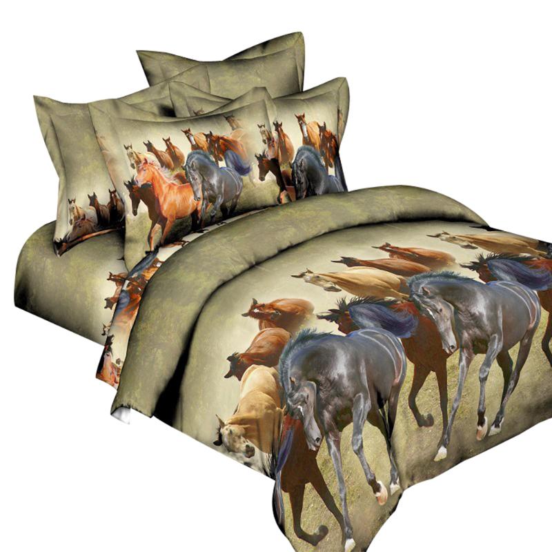 

Dustproof New 4Pcs 3D Holiday Horse Design Duvet Cover Throw Pillow Case Sheet Bedding Set 200cm x 230cm, As pic