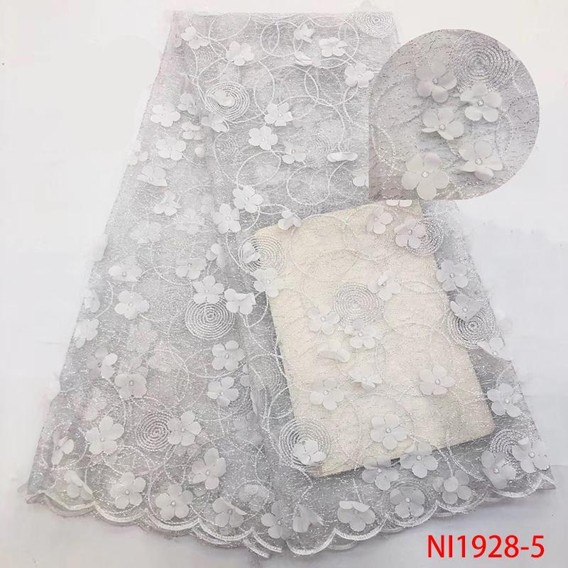 

High Quality Lace 3D Lace Fabric,White African with Flowers, French Fabric Hot Sale for Dresses KSNI1928-51