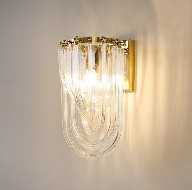 

Light luxury style living room bedroom background wall lamp postmodern design creative crystal curved pipe corridor aisle wall