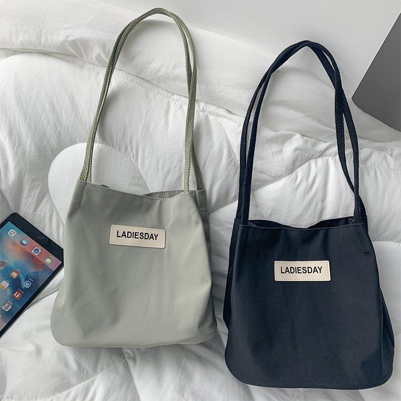 

Colla Women Nylon Shoulder Bucket Bag Young Ladies Designer Casual Vintage Shopping Totes Simple Female Crossbody Handbags Purse, White