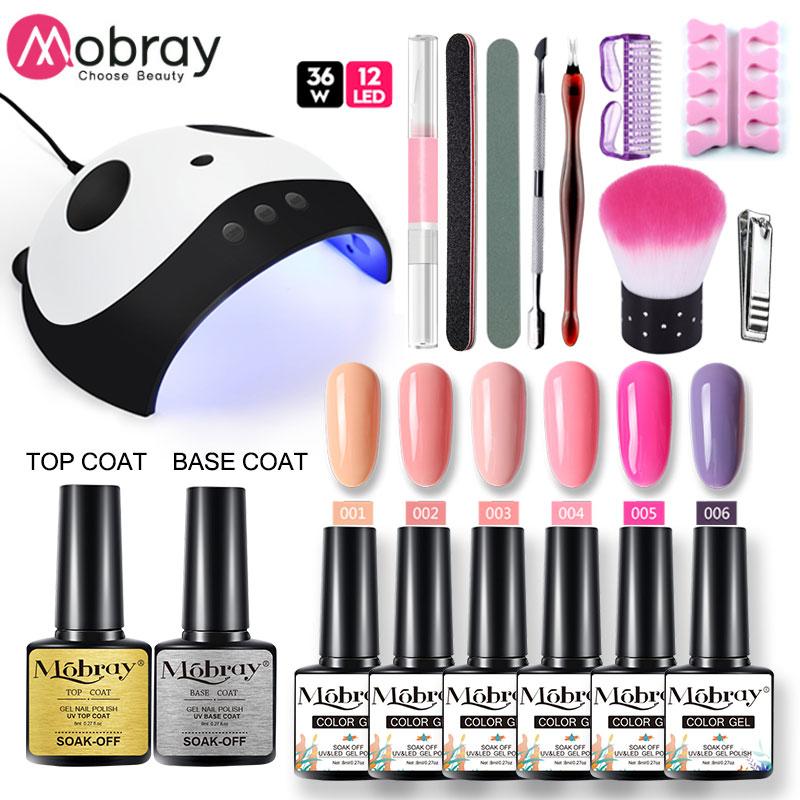 

Mobray 35W 12 Leds 8Pcs Nail Gel Polish Glitter Set Base Coat Top Coat Set With UV/LED Lamp Dryer Soak Off Manicuring Tools