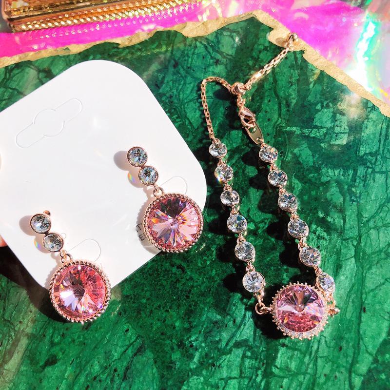 

MENGJIQIAO Korean New Round Elegant Crystal Pendant Drop Earrings For Women Students Fashion Brincos Cute Gift Jewelry1