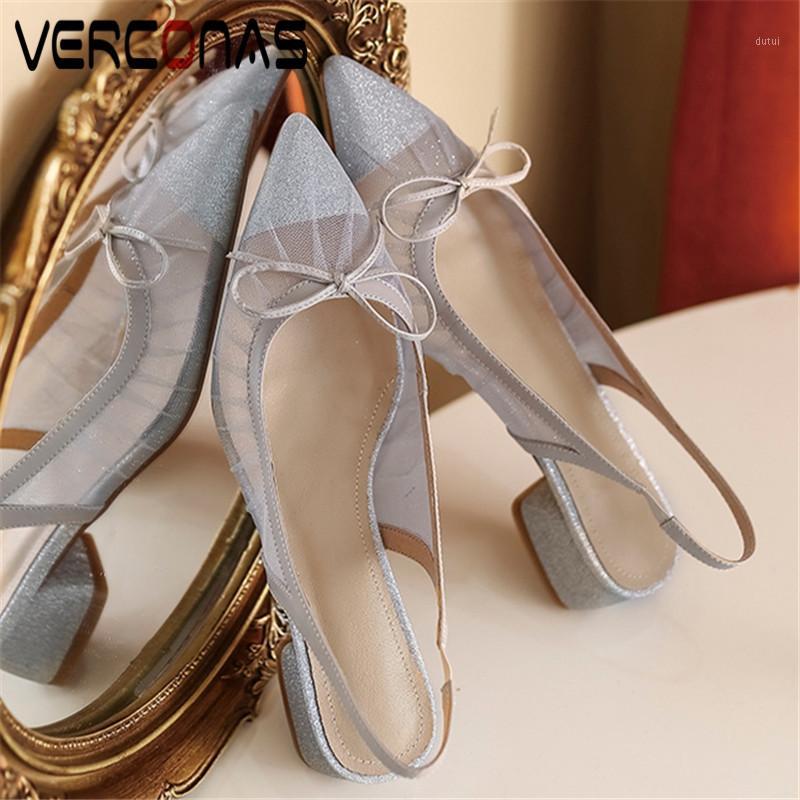 

VERCONAS 2020 Fashion Woman Sandals Woman Pumps Classic Design Butterfly-Knot Glitters Square Toe Square High Heeled Shoes1, Black