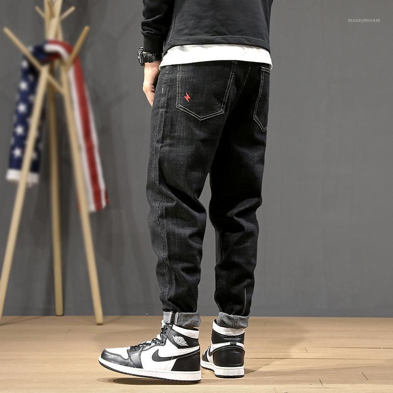 

Korean Style Fashion Men Jeans Vintage Designer Loose Casual Denim Harem Pants Emrboidery Streetwear Hip Hop Wide Leg Trousers1, Black