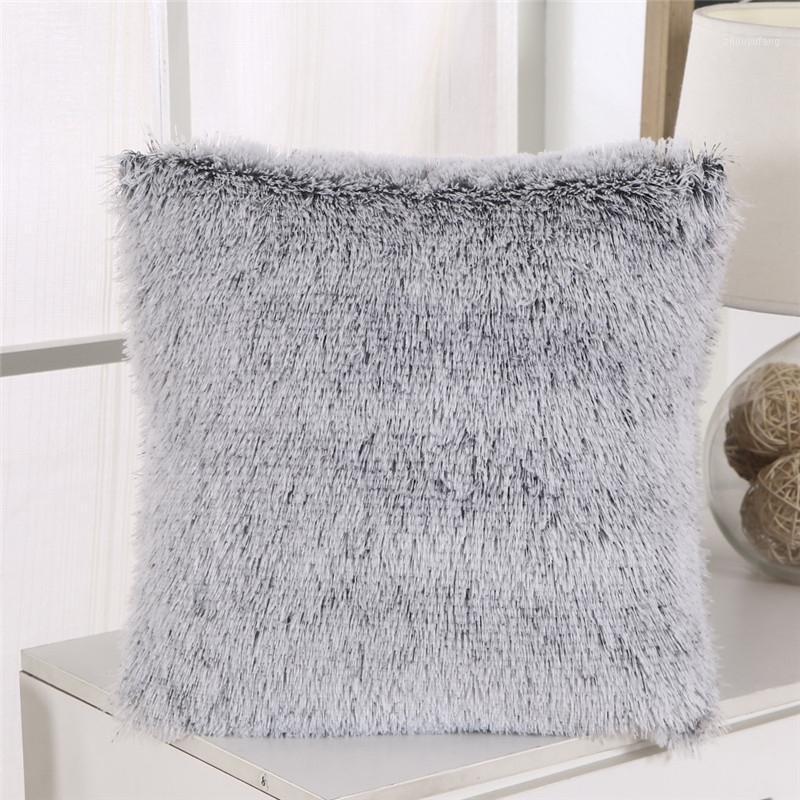 

Cushion/Decorative Pillow 43x43cm Soft Comfortable Home Decor Cushion Cover Sofa Chair Car Double Color Fluffy Plush Winter Square Pillowcas