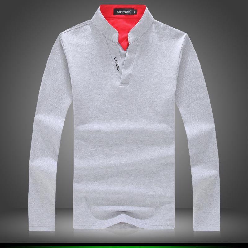 

Men's T-Shirts 2022 Spring And Autumn Fashion Boutique Cotton Slim Casual Standing Collar Long-sleeved Solid Color T-Shirt, White;black