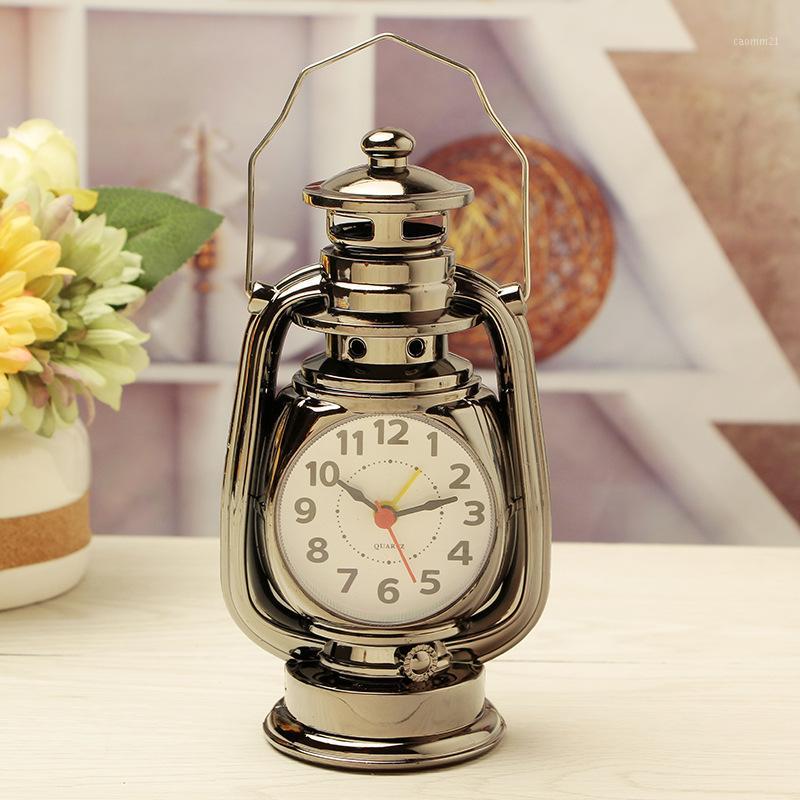 

Vintage Alarm Clock Retro Oil Lamp Alarm Clock Watch Table Kerosene Light Living Room Decor Articles Office Craft Ornament1
