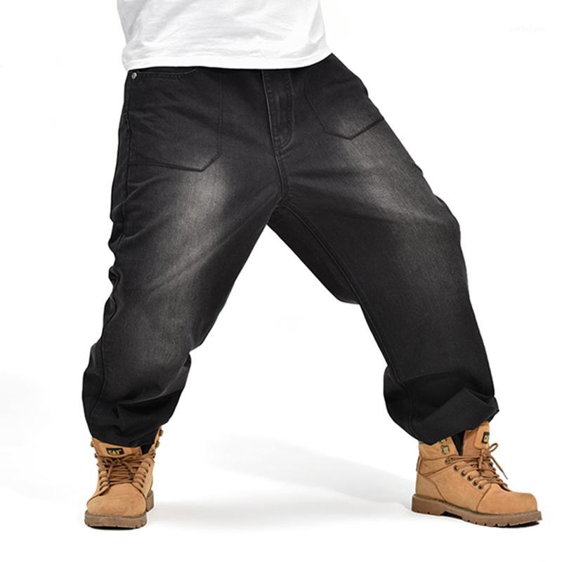 

Letters Pattern Men Black Baggy Jeans Hip Hop Skateboard Loose Denim Pants Plus Size1, As pic