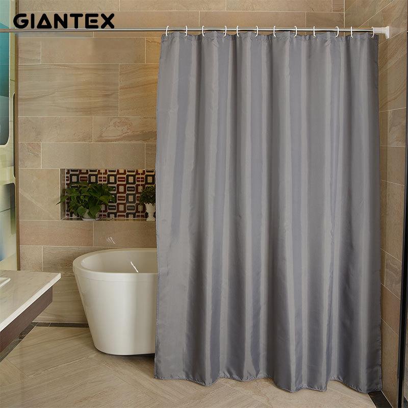 

GIANTEX Gray Polyester Bathroom Waterproof Shower Curtains With Plastic Hooks U1316