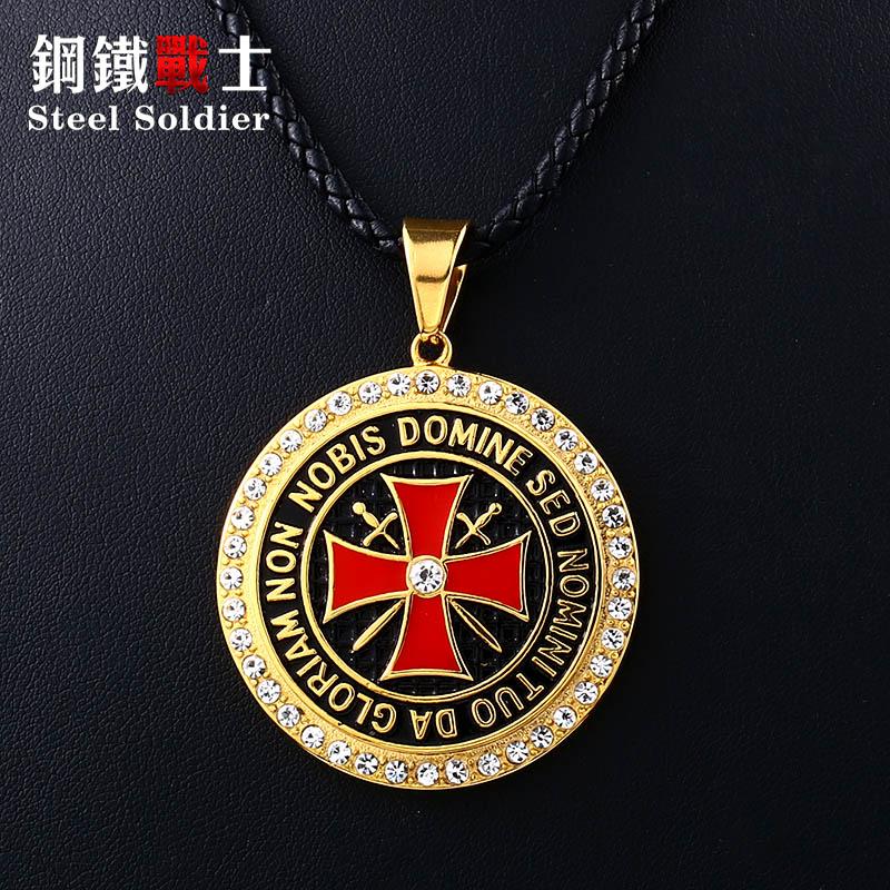 

steel soldier europe knight pendant necklace hip hop templar chain stainless steel symbol jewelry