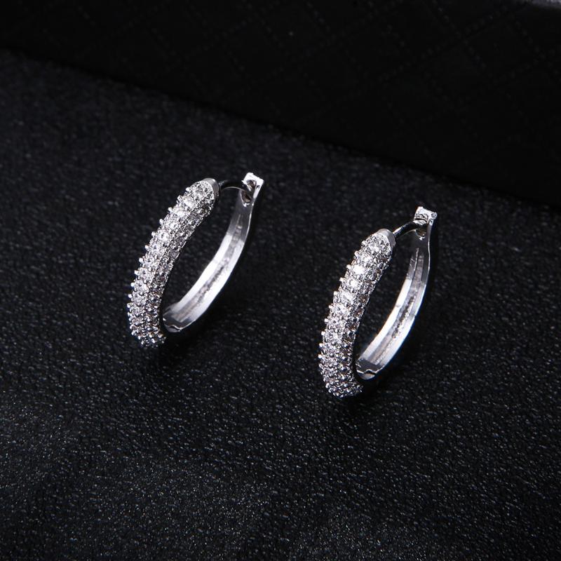 

Luxury Round Circle Cubic Zirconia Statement Hoop Earrings For Women Wedding DUBAI Earrings Jewelry Accessories E4601