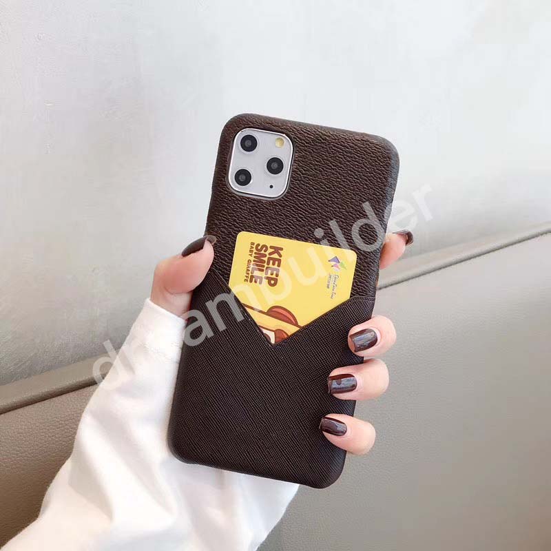 

L fashion phone cases for 12 pro max 11Pro 11proMax 7 8 plus X XS XR XSMAX PU leather case designer shell with card, Red