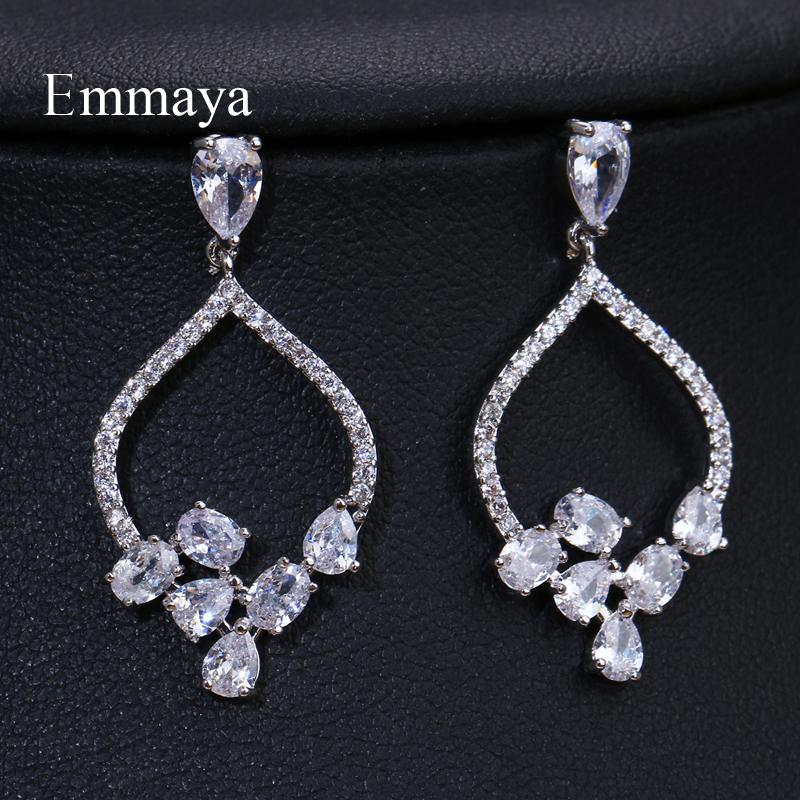 

EMMAYA Vivid Peach-shape Three color Pendant Zircon Cute Earrings For Women and Girls New Trendy Party