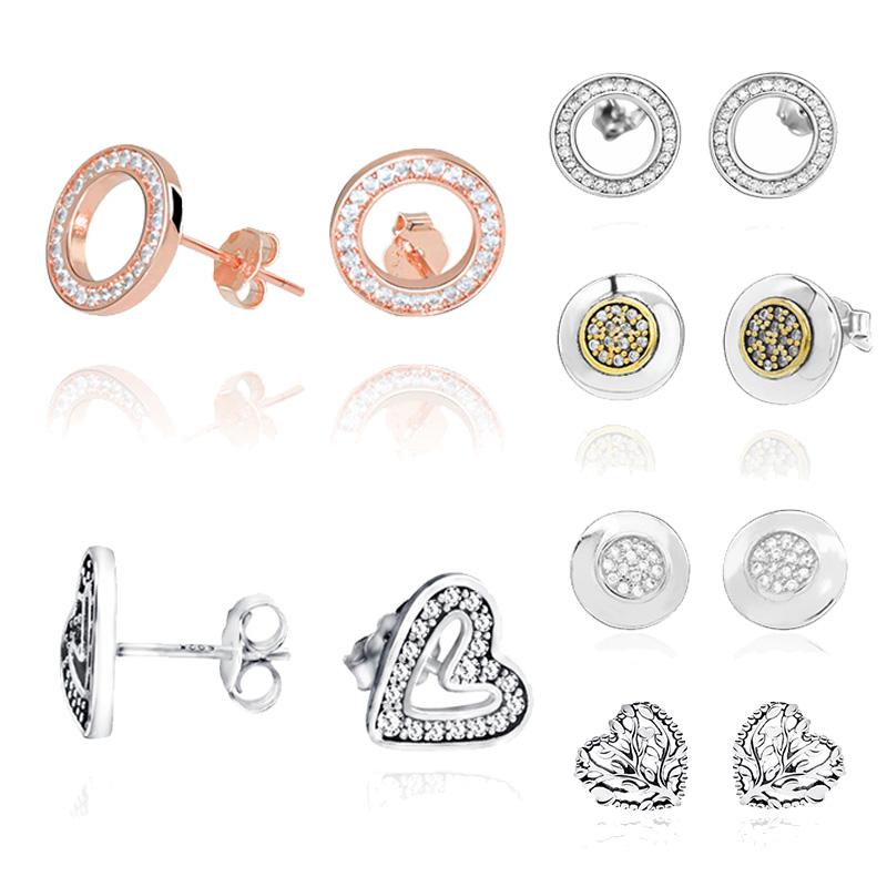 

New 925 Sterling Silver Authentic Signature Forever Stud Earrings For Women Anniversary Sterling Silver Fine Jewelry Gift