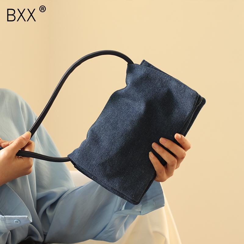 

[BXX] Ladies Vintage Denim Bags For Women 2021 Fashion Crossbody Shoulder Hand Bag Lady Trend Handbags and Purses HQ620, Blue