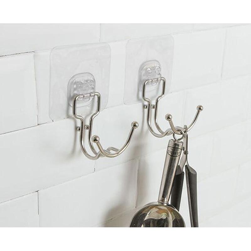 

Picture Color Bathroom Kitchen Wall Free Punching Hook Multi-function Stainless Steel Hook Bathroom Strong Sticky