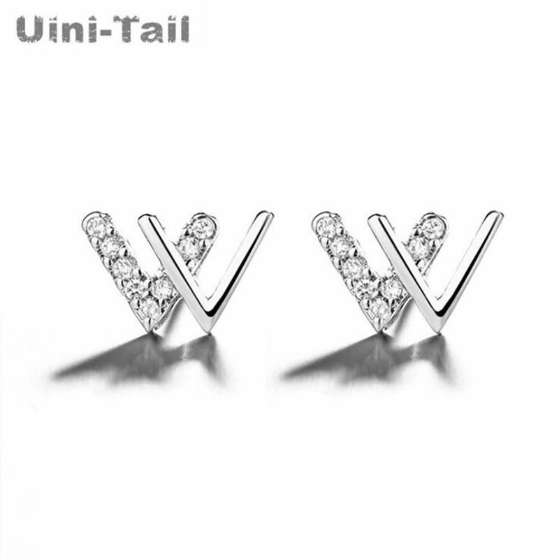 

Uini-Tail hot new 925 sterling silver letter W micro inlay earrings trend niche temperament fashion high quality hypoallergenic