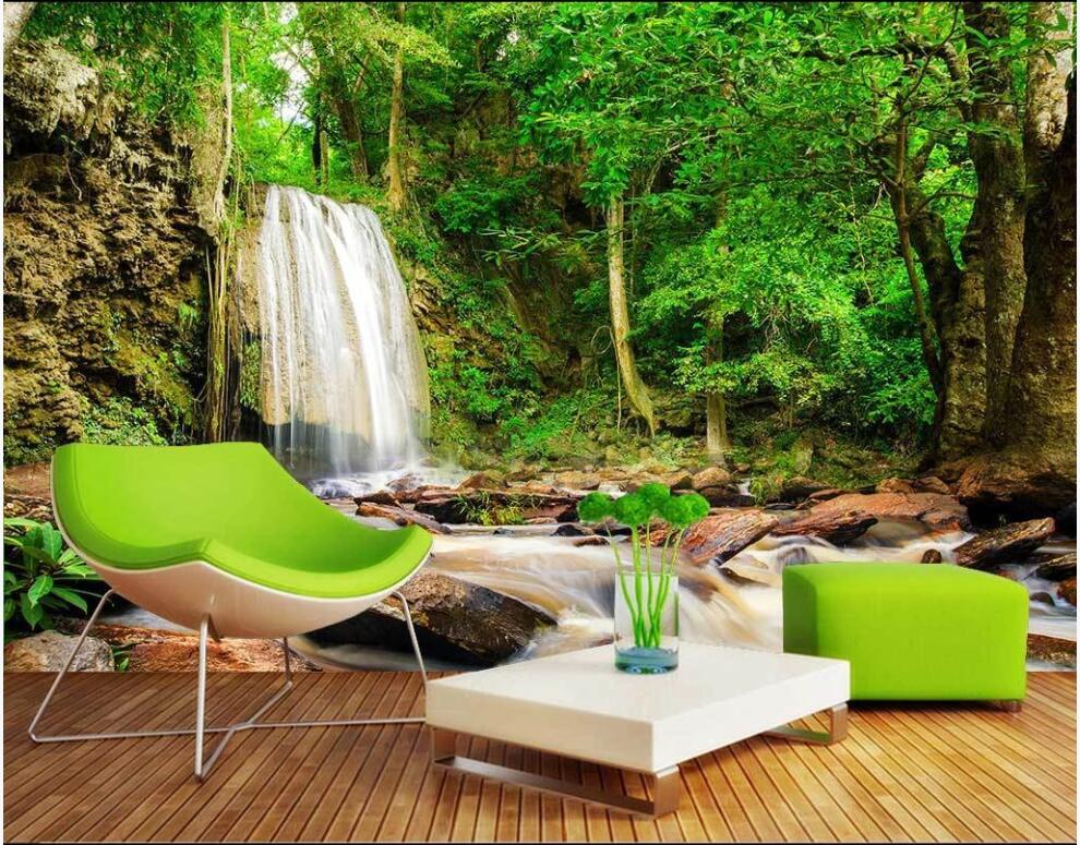 

3d wallpaper custom photo mural on the wall Beautiful waterfall forest scenery home decor living room wallpaper for walls 3 d, Non-woven wallpaper