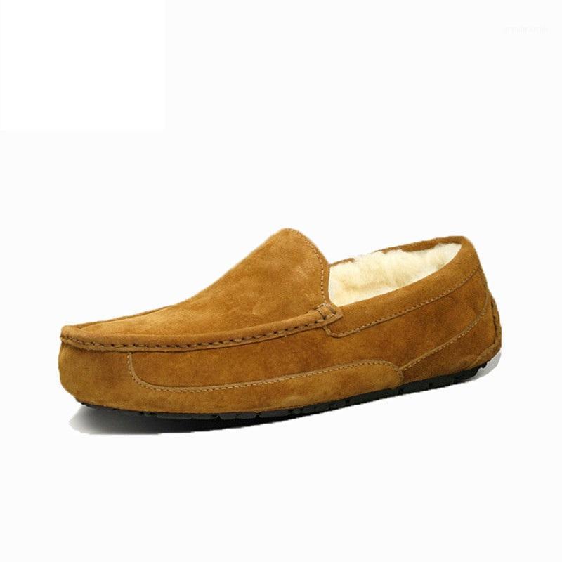 

ENPLEI 2020 Hot Sale Genuine Leather Man Flats wool Fur Casual Shoes Anti-skiing snow boots high quality Leather shoes1, Black