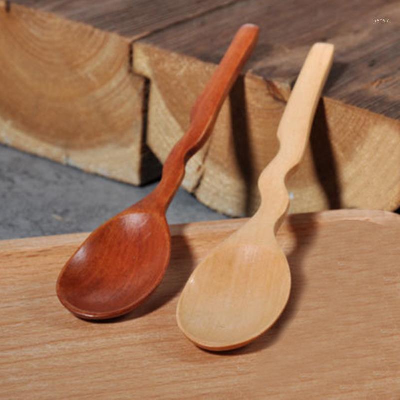 

1pc Wooden Spoon Soup Spoon Colher Solid Wood Porridge Cuillere Cuchar Creative Japanese-Style Green Tableware1