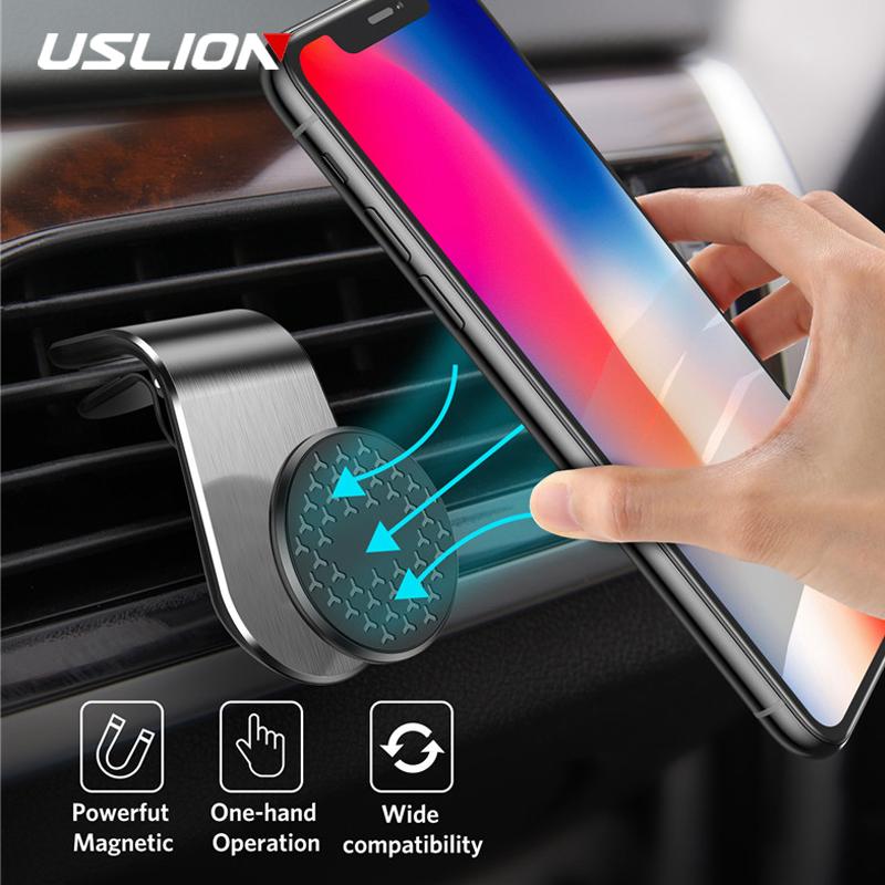 

USLION Universal Magnetic Car Phone Holder Air Vent Mount For 11 Pro Max 8 7 6 Plus Degree Rotating Cell Phone Stand, 1pc metal plate