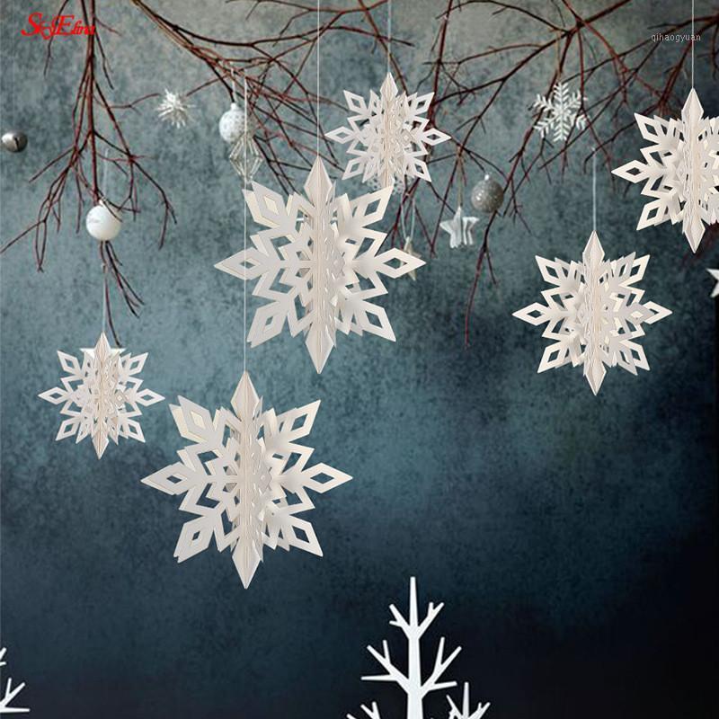 

1 set 3D Christmas Tree Hollow Snowflake Hanging Ornaments New Year Christmas Party Supplies 5zHH2901