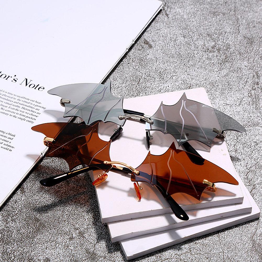 

New Fashion Women Rimless Sunglasses Fashion UV400 Retro Streetwear Bat Shape Sun Glasses Colorful Trend Summer Sun Protection