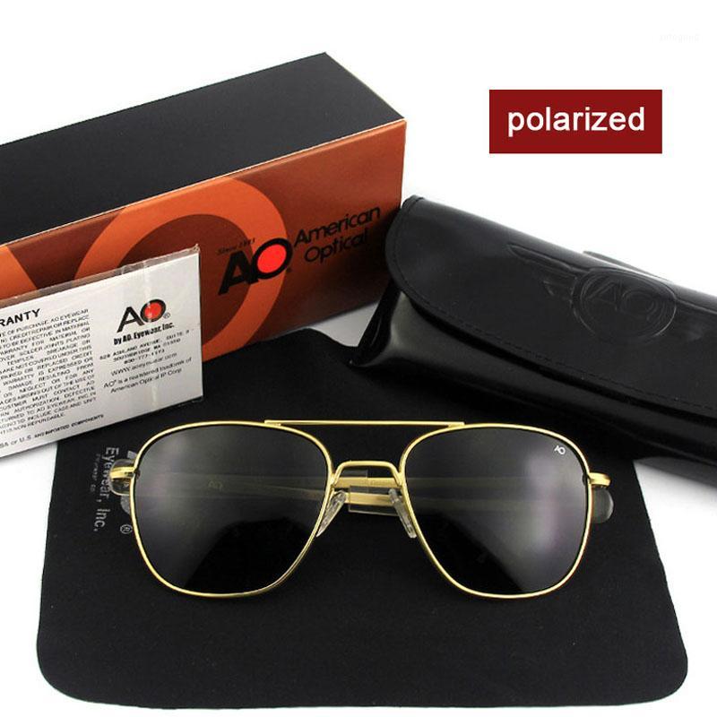 

Sunglasses Fashion High Quality Brand Men American Army Pilot AO Sun Glasses Male Polarized Glass Lens De Sol1