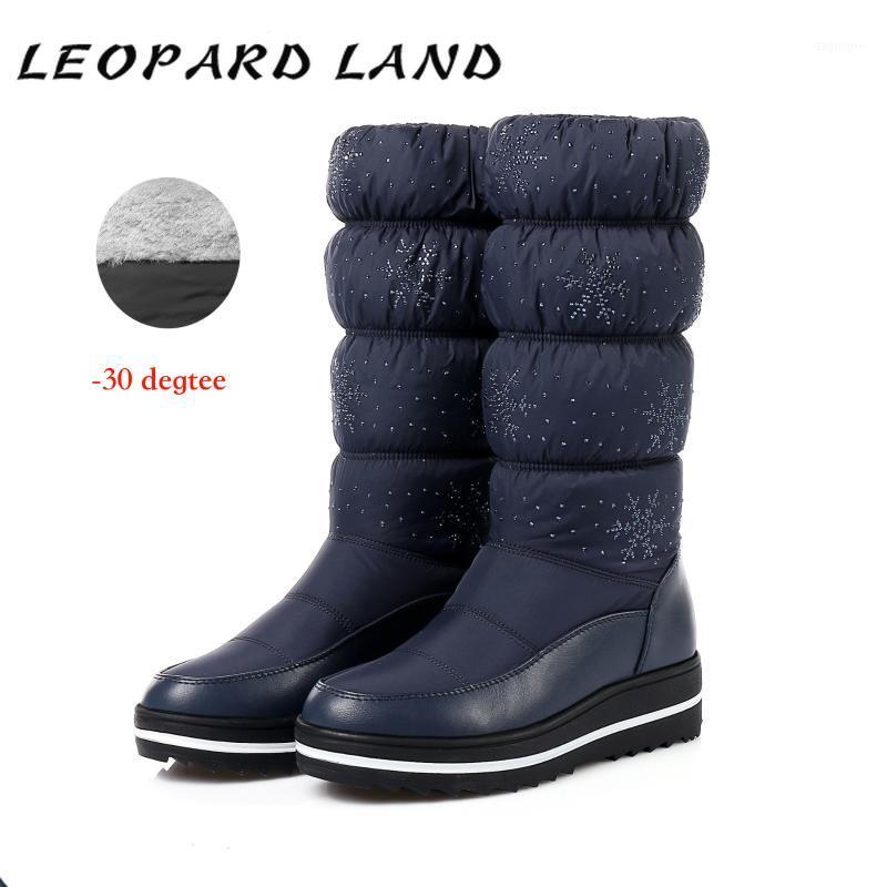 

LEOPARD LAND 2020 Women Warm Snow Boots Winter Little Down Snow SHoes Knee High Boots Women Non-slip Windproof HX-921, Black