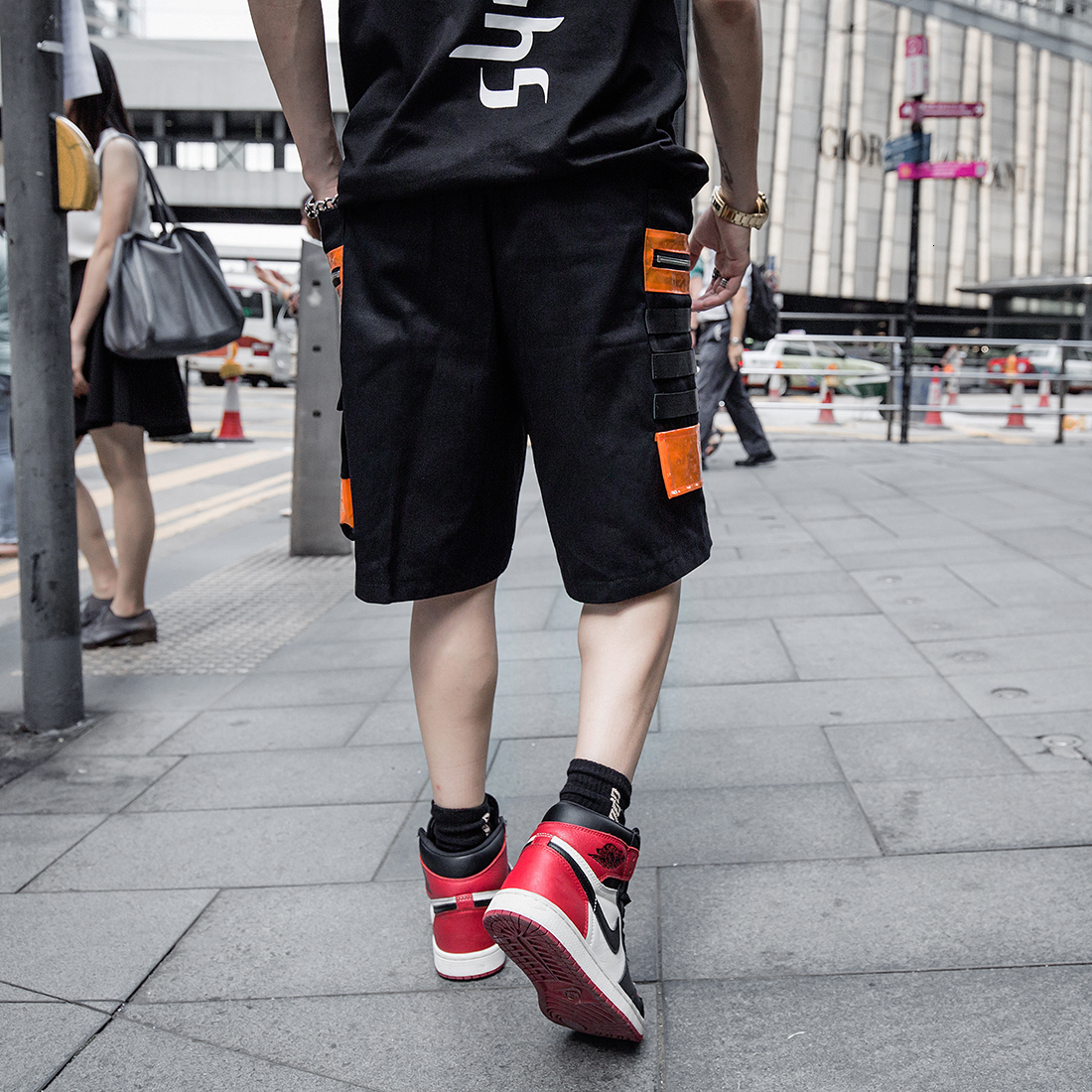 

2021 New Aelfric Eden Color Patch and Zipper Summer Wear Haraguko Fashion Men's Hip Hop Short Knee Length Wupn, Black