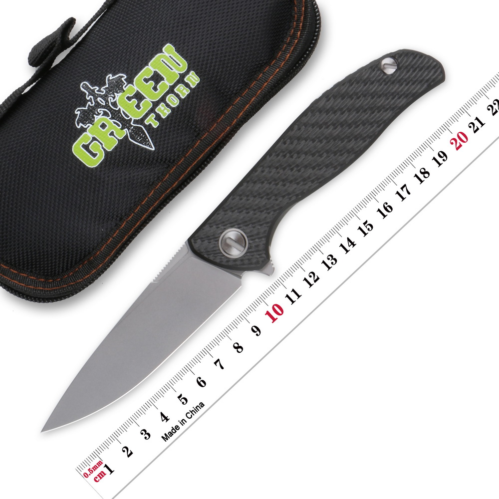 

Green Thorn custom F95 HATI Folding Knife Carbon Fiber 3D TC4 Titanium handle Camping outdoor fruit knife tactics EDC tools