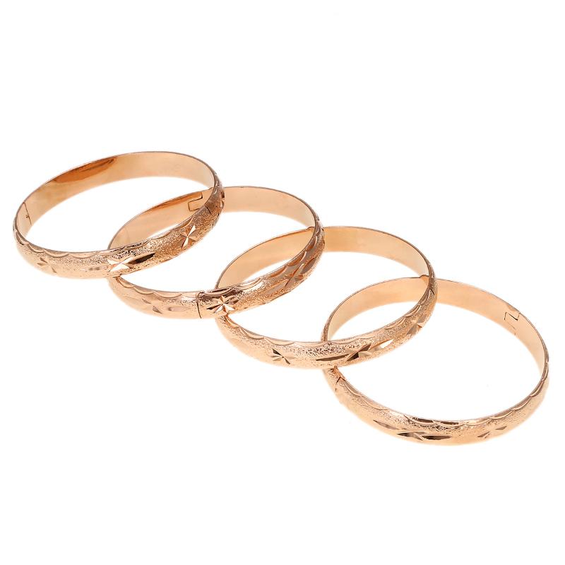

Bangle Africa Ethiopian 4pcs/Lot Rose Gold Color Openable Bangles For Women Girls Bride Dubai Charm Cute Jewelry