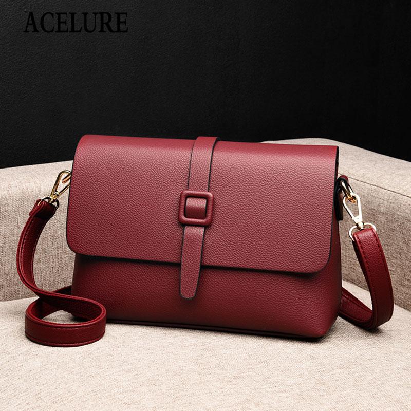 

ACELURE Fashion Solid Color Women Bag PU Leather Handbags Small Shoulder Bag Female Flap Crossbody Bags Purse Messenger Bags, Black