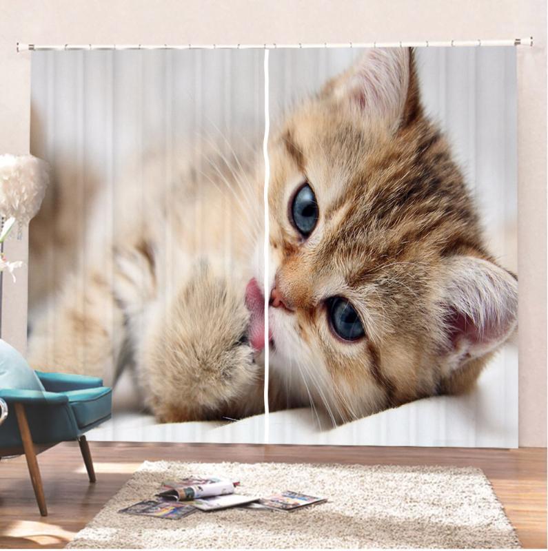 

Cartoon Cat Curtains Bathroom Curtains Polyester Fabric Room Home Modern Curtain For Living Room Colorful Curtain1, As picture