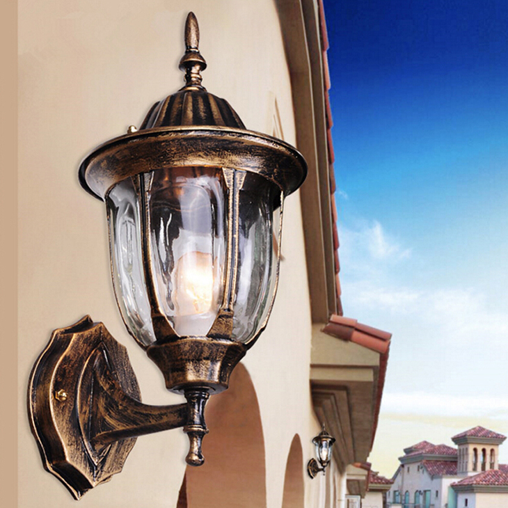 

Aluminum Outdoor Wall Lamp Antique Garden Lamps Porch light Exterior Balcony Wall Lights Aisle Decor Lighting Fixture E27