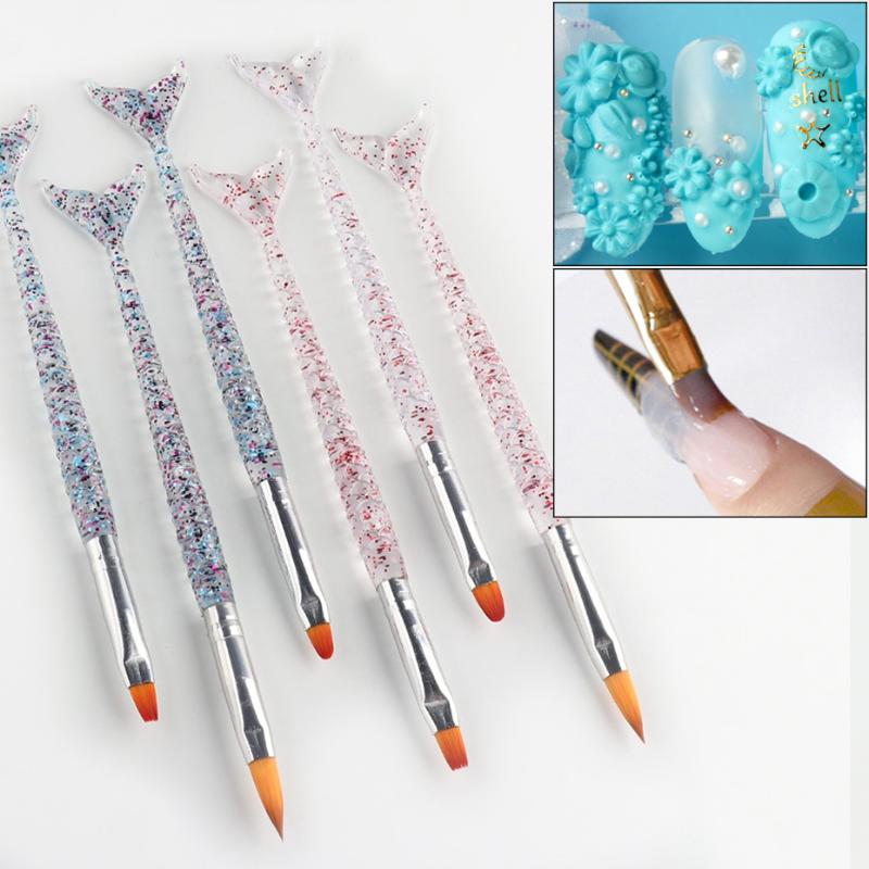 

1pcs Nail Brushes Mermaid Acrylic Painting Tools UV Gel Brushes Drawing Liquid Powder Crystal Carving Pen Manicure Tools SA1865