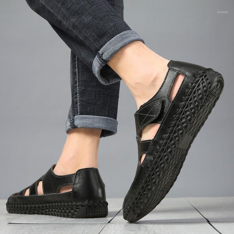 

sports korean sandalie on mesh transpirables sandalias Shoes shoes men athletic hollow air Light Sneakers hombre Breathable new1, Black