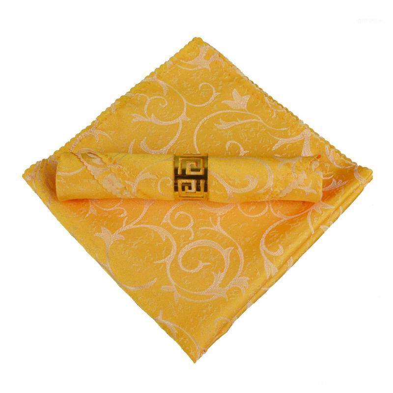 

10pcs/lot Luxurious Yellow/Red/Blue Emboidered Gold Leaf 48cm Square Table Napkin For Hotel Banquet Wedding Party Decoration1