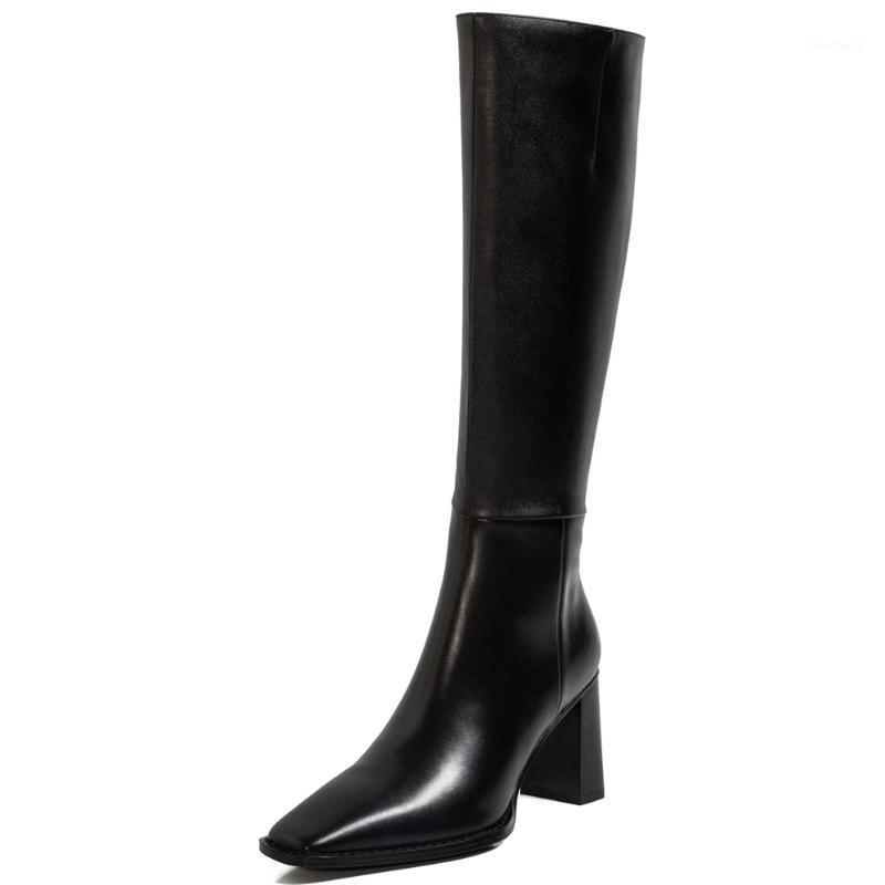 

SaraIris Brand New Quality Chic Genuine Leather Square High Heels Knee High Boots Stylish Winter Shoes Boots Women1, Beige