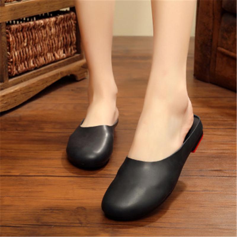 

Summer Women Slippers Genuine Leather Women Slides Flat Shoes Genuine Leather Solid Female Flip Flops 3020, Beige