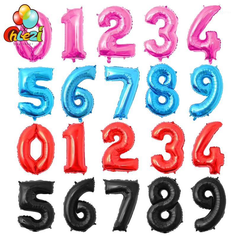 

32inch Number Foil Balloons Pink Blue Red Black Gold Silver Balloon Wedding Happy Birthday Party Decoration supplies baby shower1
