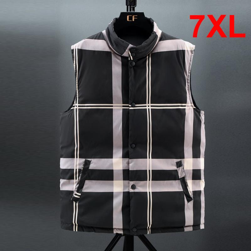

7XL Big Size Stripe Vests 2020 Winter Thick Vest Men Casual Fashion Two Sides Thick Sleeveless Jacket Coats Male Waistcoat HX525, Color 2