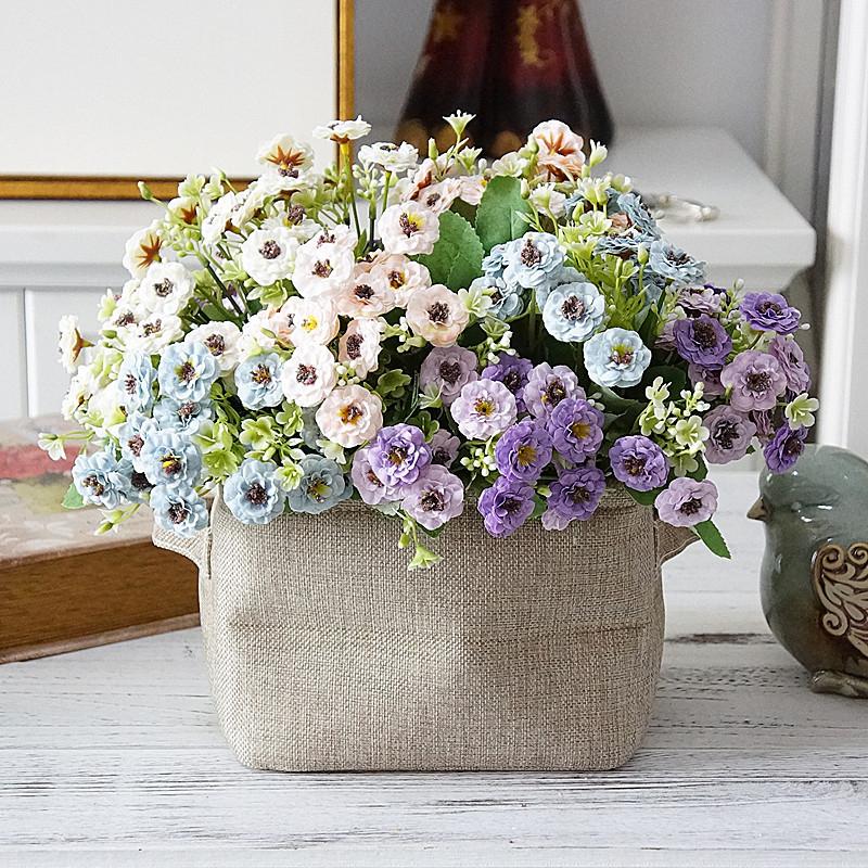 

6 fork 15 head Simulation feili rose home table decoration artificial flowers Wedding holding bouquet Photo props birthday gift, White