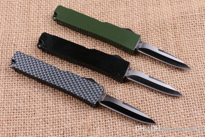 

mini Key buckle knife aluminum T6 green black carton fiber double action Folding knife gift knife xmas Knives EDC tools 1PCS