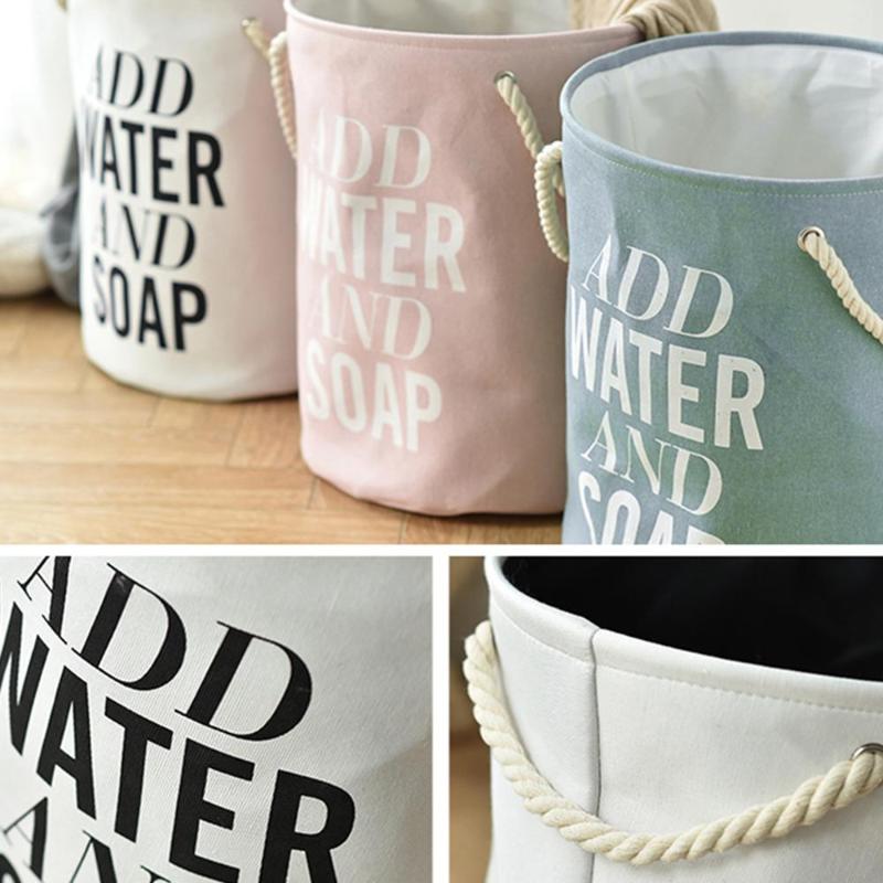 

Simple Letter Print Foldable Cotton Linen Storage Bins Baskets Sundries Basket Clothes Organizer Decorative Blanket Basket with