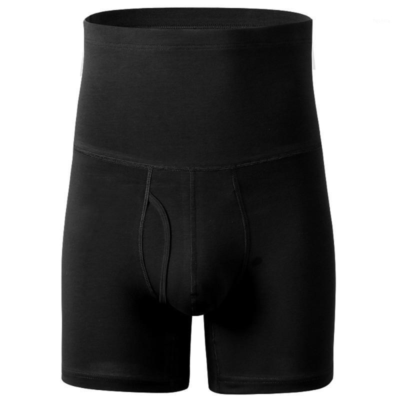 

Men's Compression High Waist Boxer Shorts Tummy Slim Body Shaper Girdle Pants Men's Underwear Boxer Cotton Waistband1, Black