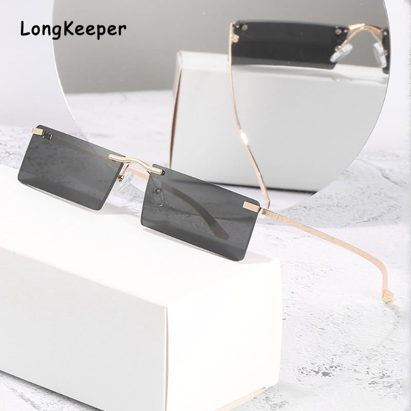 

Ins Small Square Rimless Sunglasses Women Summer Style Rectangle Sun Glasses Shades Female Glasses Retro Black Trend 90s Eyewear