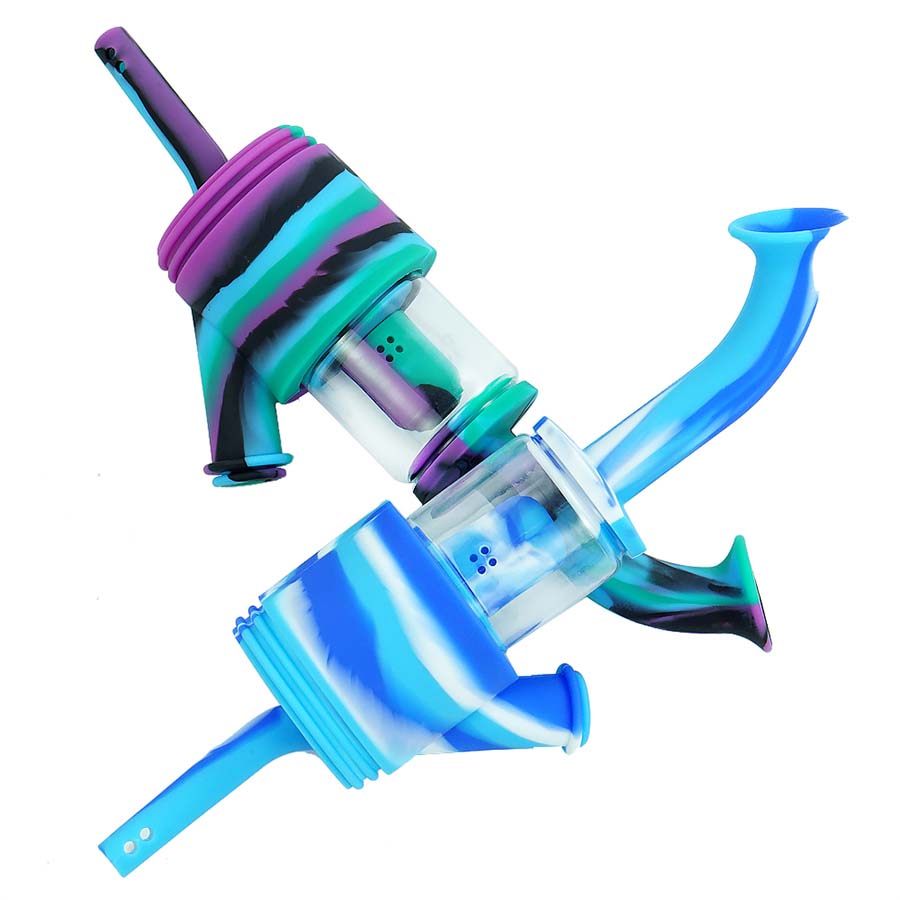 

9 inch silicone water smoke pipe printing bongs glass silicone smoking pipe with glass bowl pick up with mason jar