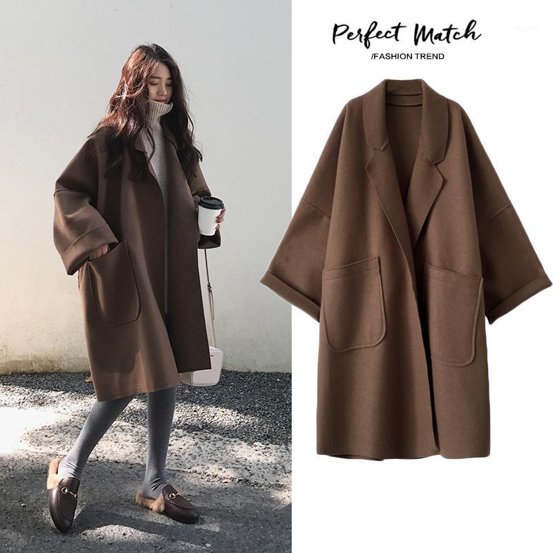 

2020 NEW Wear a large plus size woolen coat for autumn and winter woman coats winter coat High-quality trench vadim1, Black